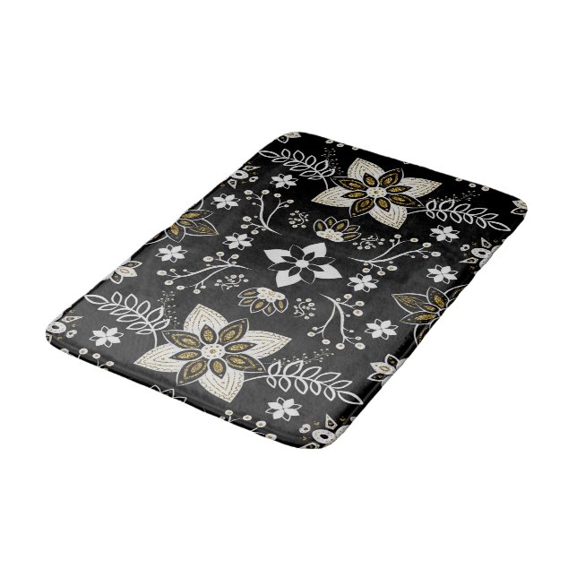 Alfombrilla De Baño Ornate black and white floral pattern  (Angular)