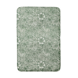 Alfombrilla De Baño Ornate floral pattern of white flowers & leaves