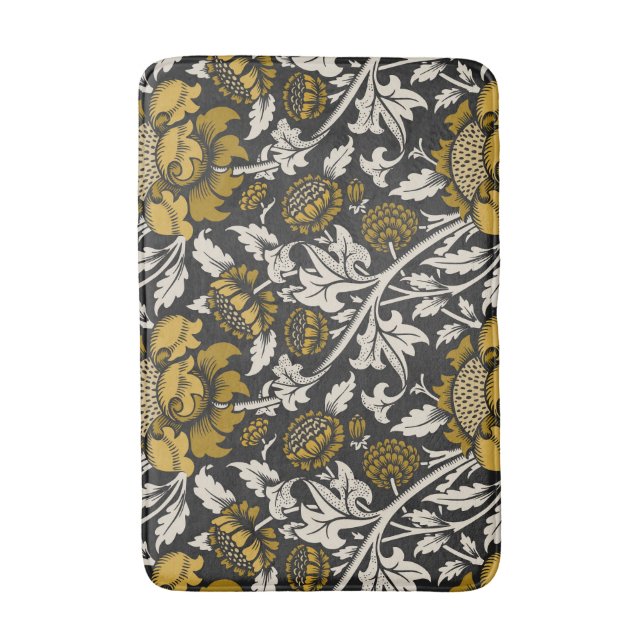 Alfombrilla De Baño Ornate floral pattern with large gold flowers  (Frente vertical)