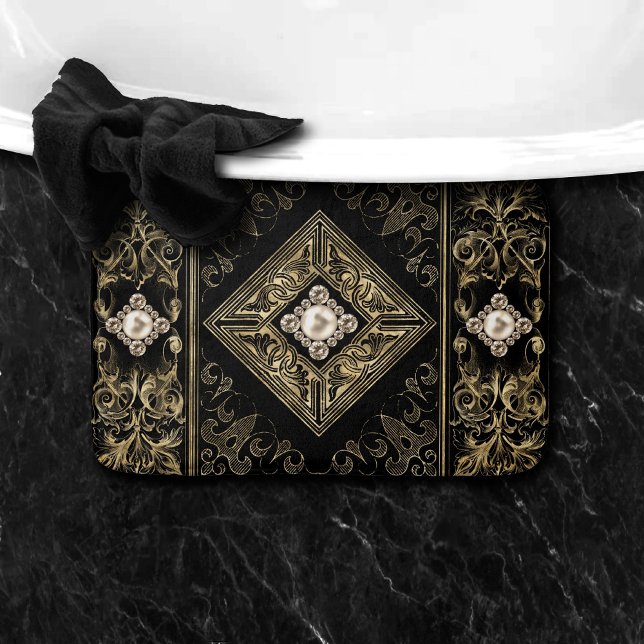 Alfombrilla De Baño Ornate Opulence | Florecimiento de Joyas Negras y  (Subido por el creador)