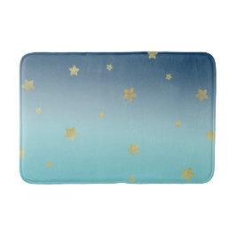 Alfombrilla De Baño Oro Estrellas Aqua Blue Ombre