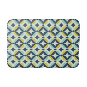 Alfombrilla De Baño Oro geométrico y modelo azul