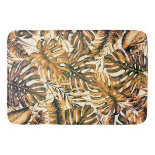 Alfombrilla De Baño Oro naranja hojas de palma tropicales isla de vera
