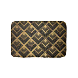 Alfombrilla De Baño Oro negro Art Deco: geométrico