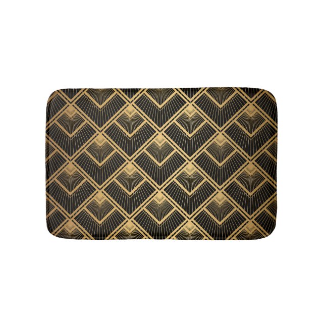 Alfombrilla De Baño Oro negro Art Deco: geométrico (Anverso)