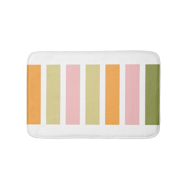 Alfombrilla De Baño Oro rosa naranja y franjas verdes (Anverso)