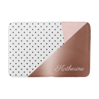 Alfombrilla De Baño Oro Rosa y puntos