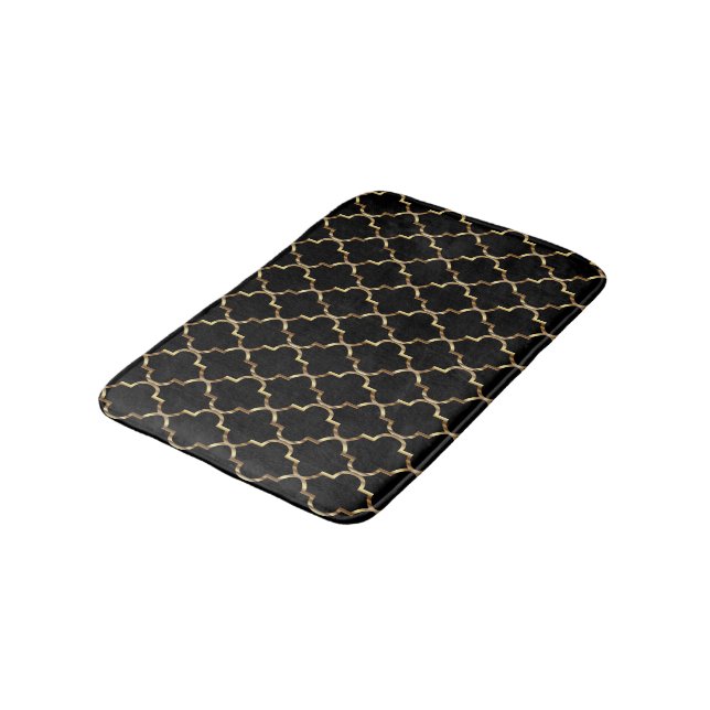 Alfombrilla De Baño Oro y quatrefoil negro (Angular)