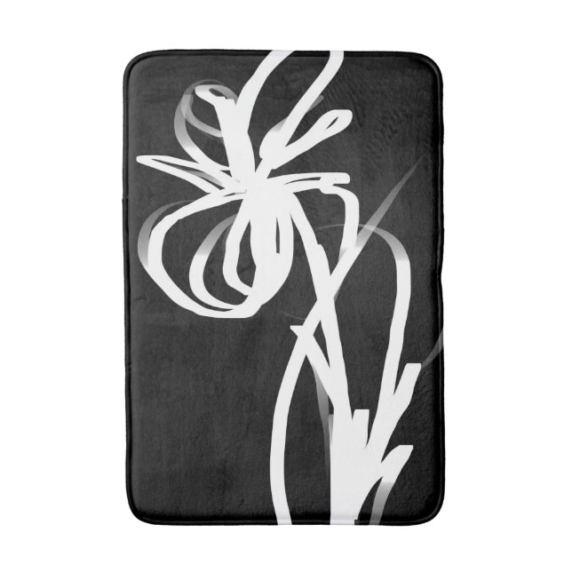 Alfombrilla De Baño Orquídea Noir: Resumen en blanco y negro (Frente vertical)