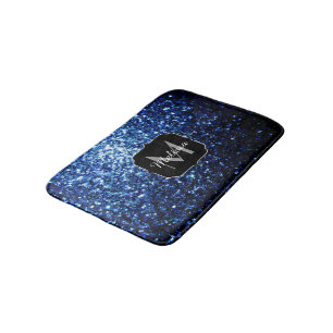 Alfombrilla De Baño Oscuro Azul profundo brillante purpurina chisme Mo