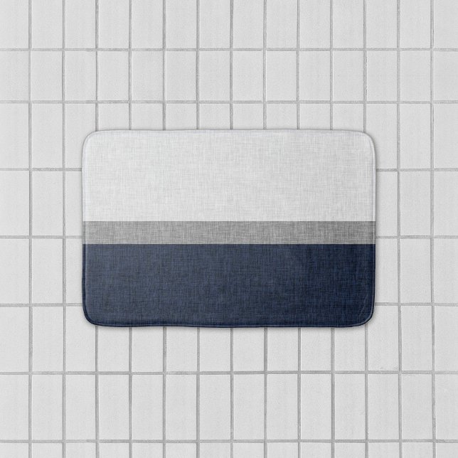 Alfombrilla De Baño Oscuro Gris Azul Gris Blanco Simple Stripe Crossha (Subido por el creador)
