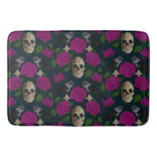 Alfombrilla De Baño Oscuro Rosa gótico gótico grisáceo Vines Raven Sku