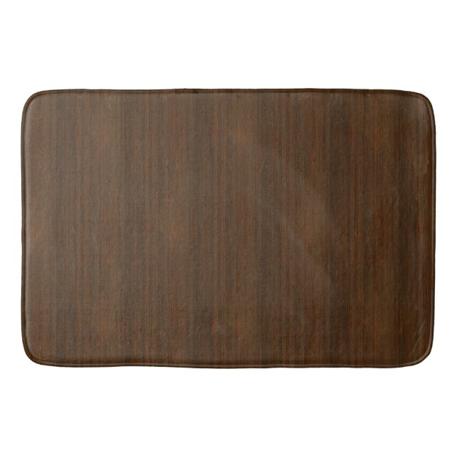 Alfombrilla De Baño Oscuro Walnut Brown Bamboo Madera Grain Look (Anverso)