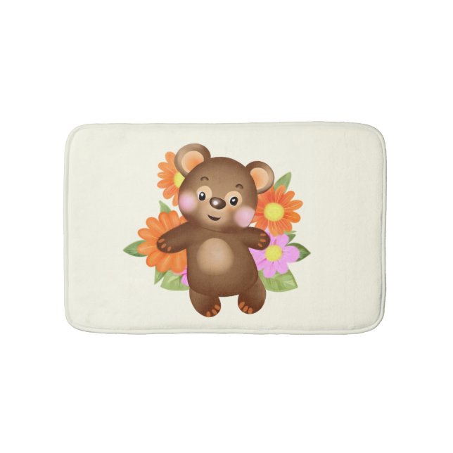 Alfombrilla De Baño Oso con flores (Anverso)