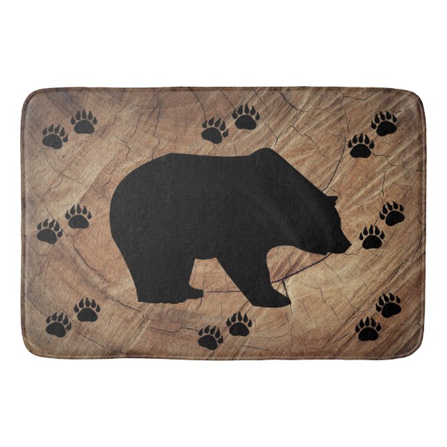 Alfombrilla De Baño Oso Negro Y Papeles De Oso (Anverso)
