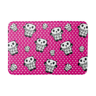 Alfombrilla De Baño Oso Panda Rosa Moderno Kawaii Lindo Lunares