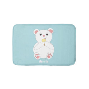 Alfombrilla De Baño Oso Polar Comer Helado Crema Personalizable