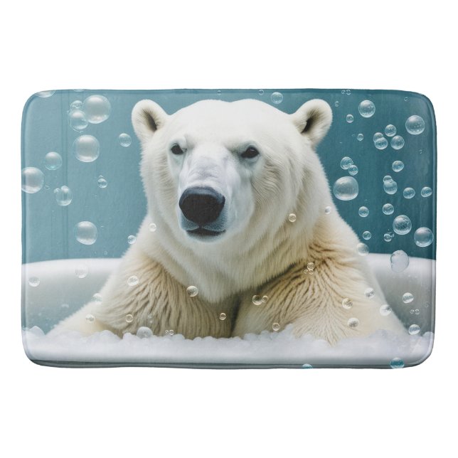 Alfombrilla De Baño Oso Polar En Baño De Burbujas (Anverso)