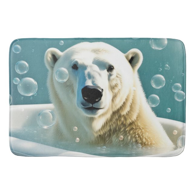 Alfombrilla De Baño Oso Polar En Baño De Burbujas (Anverso)