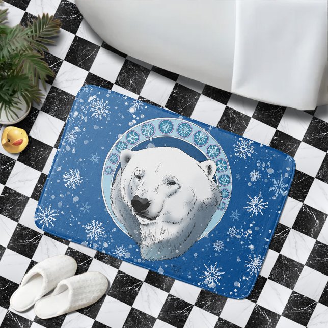 Alfombrilla De Baño Oso polar Snowflakes Art Nouveau (Subido por el creador)