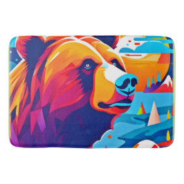 Alfombrilla De Baño Oso vibrante, escena lunar