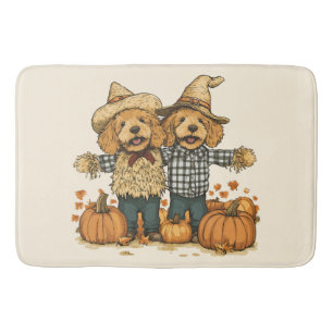 Alfombrilla De Baño Otoño Cosecha Goldendoodle Dogs