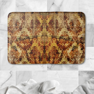 Alfombrilla De Baño Otoño otoño Naranja ruso vintage Brown Damask