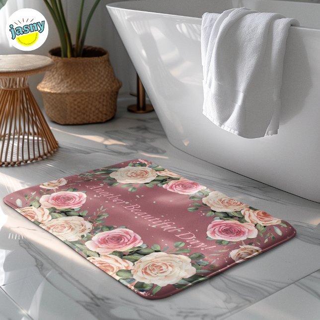 Alfombrilla De Baño Otro bello día de la flor rosa rosada (Subido por el creador)