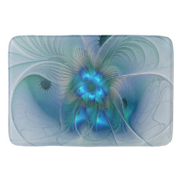 Alfombrilla De Baño Ovejas en pie, abstracto fractal turquesa azul