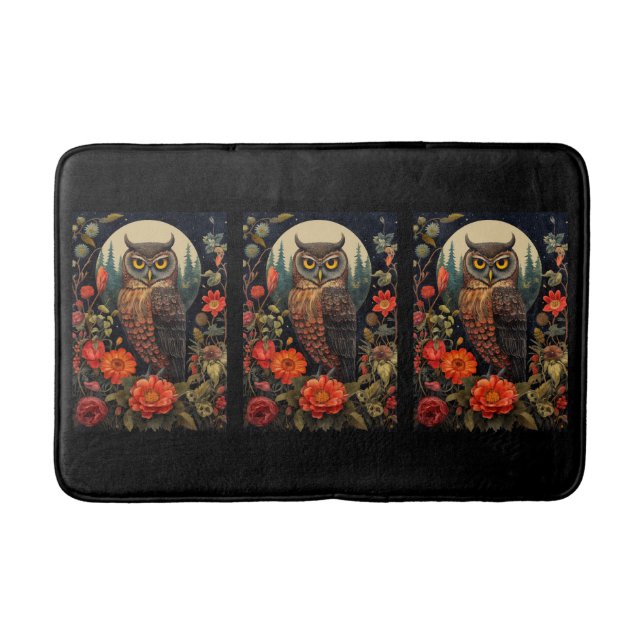 Alfombrilla De Baño Owl at Night with a Full Moon (Anverso)