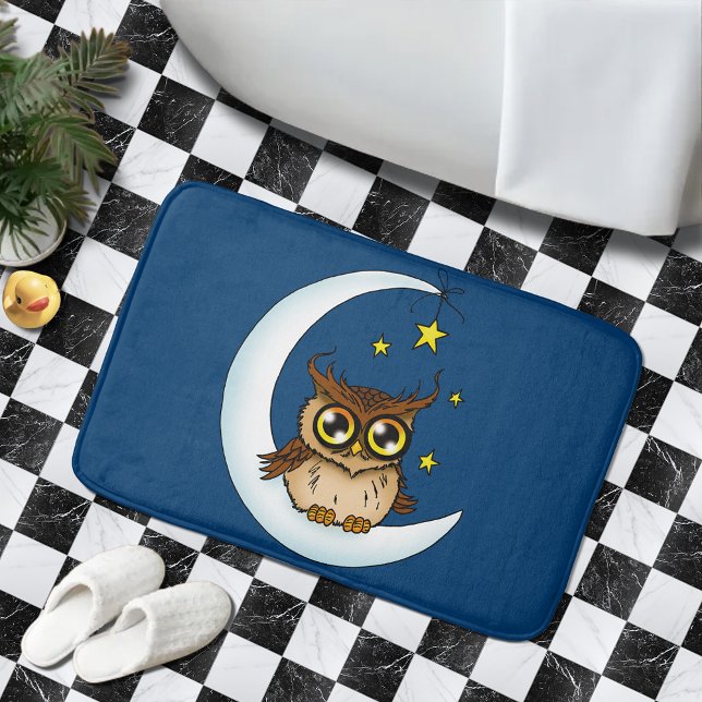 Alfombrilla De Baño Owl Moon Blue Cute Stars (Subido por el creador)