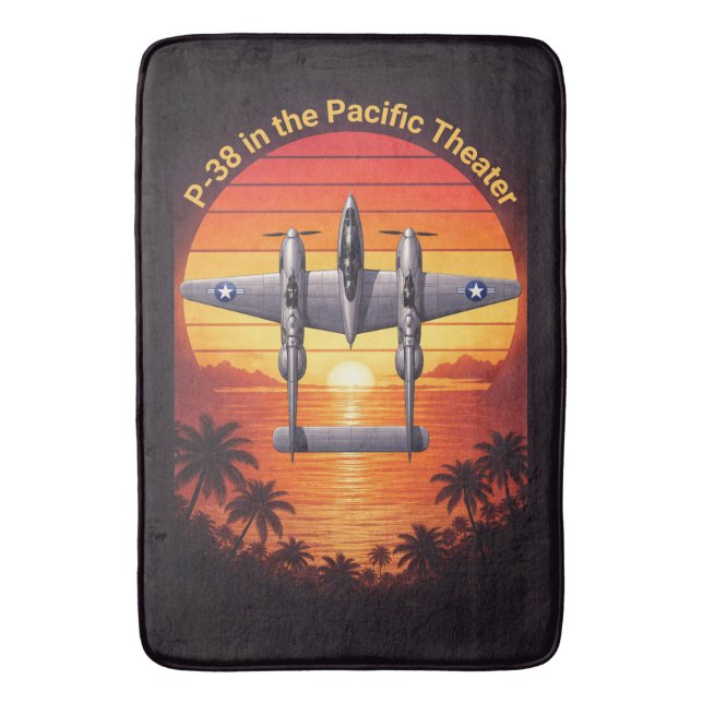 Alfombrilla De Baño P-38 Lightning en el Pacífico (Frente vertical)