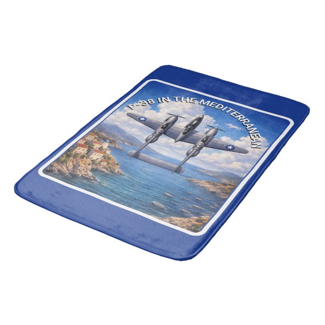 Alfombrilla De Baño P-38 Lightning Over the Mediterranean (Angular)