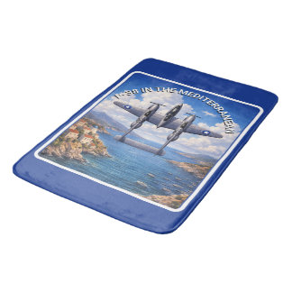 Alfombrilla De Baño P-38 Lightning sobre el Mediterráneo