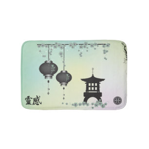Alfombrilla De Baño Pagoda negra "inspiración " de las linternas