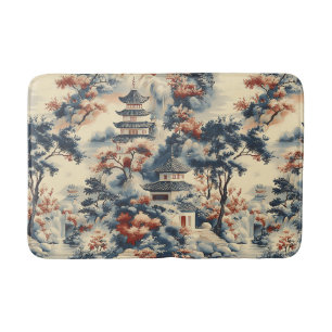 Alfombrilla De Baño Pagodas Serene en un paisaje montañoso
