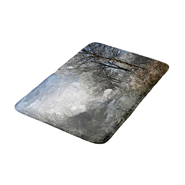 Alfombrilla De Baño Paintaje de acuarela de árboles de barro invernal (Angular)