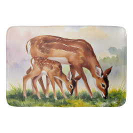 Alfombrilla De Baño Painted Deer Mom and Baby