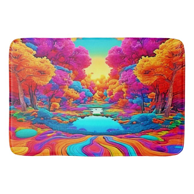 Alfombrilla De Baño Paisaje colorido de fantasía (Anverso)