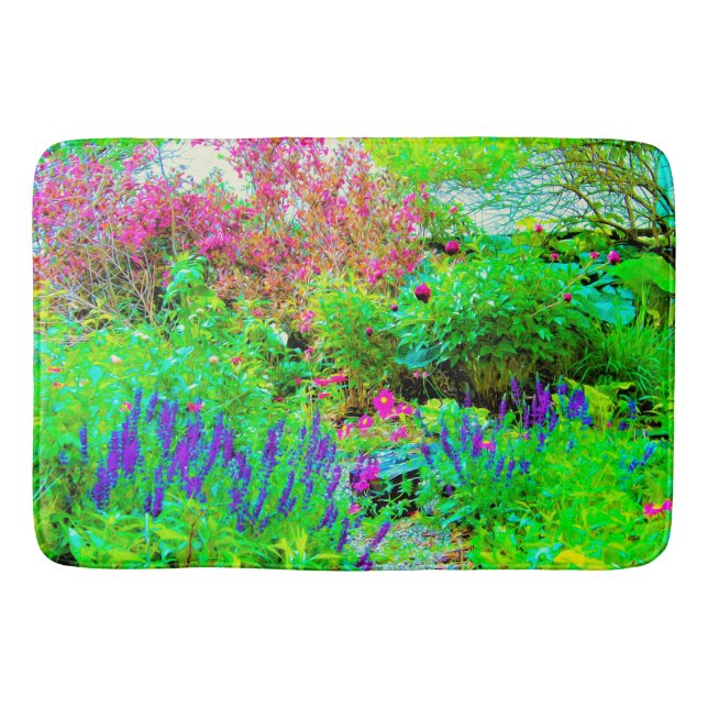 Alfombrilla De Baño Paisaje de Green Spring Garden con peonies (Anverso)