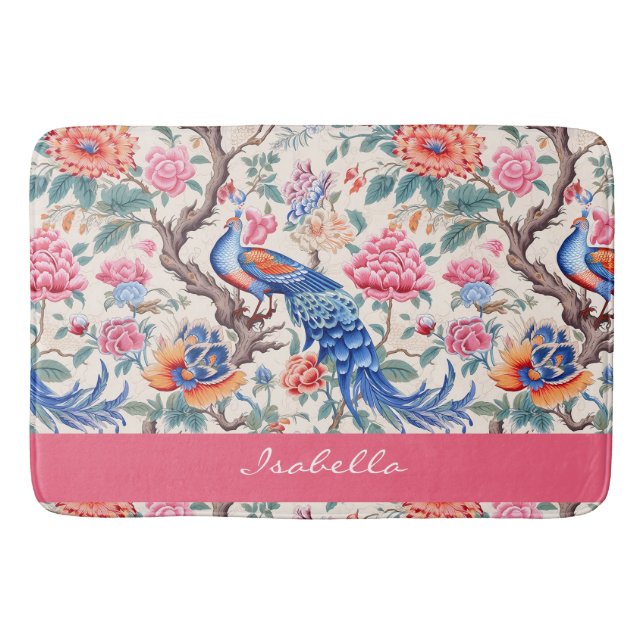 Alfombrilla De Baño Paisaje floral personalizado Chinoiserie Asia Peac (Anverso)