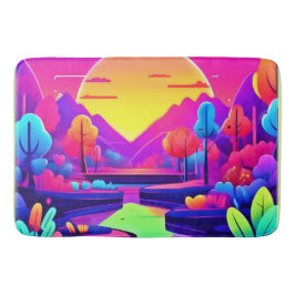 Alfombrilla De Baño Paisaje Neon Sunset