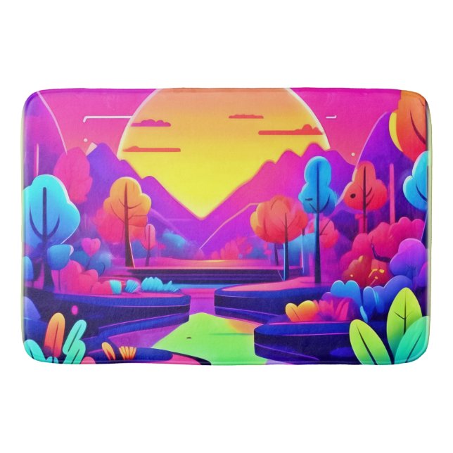 Alfombrilla De Baño Paisaje Neon Sunset (Anverso)
