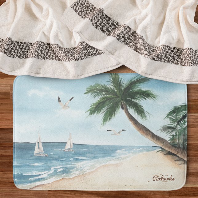 Alfombrilla De Baño Paisaje playero con velero acuático baño (Subido por el creador)