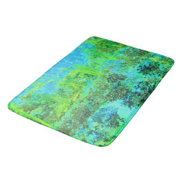 Alfombrilla De Baño Paisaje Trippy Lime Green y Blue Garden