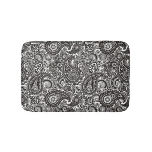 Alfombrilla De Baño Paisley blanco y negro