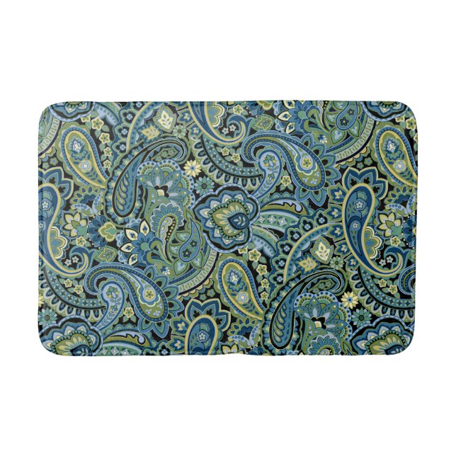 Alfombrilla De Baño Paisley Verde Bosque (Anverso)