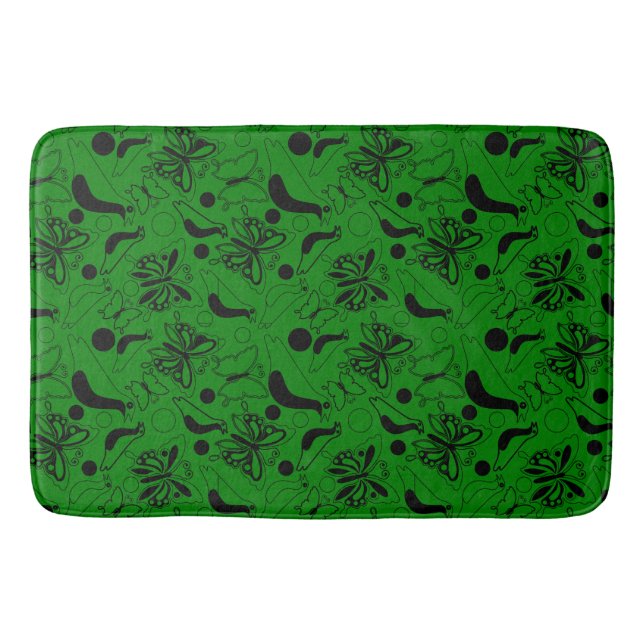 Alfombrilla De Baño Pájaro de mariposa verde oscuro (Anverso)