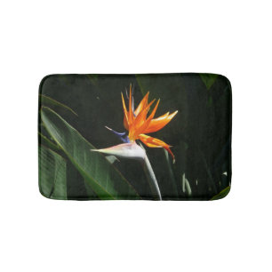 Alfombrilla De Baño Pájaro del Naranja del paraíso Flor tropical