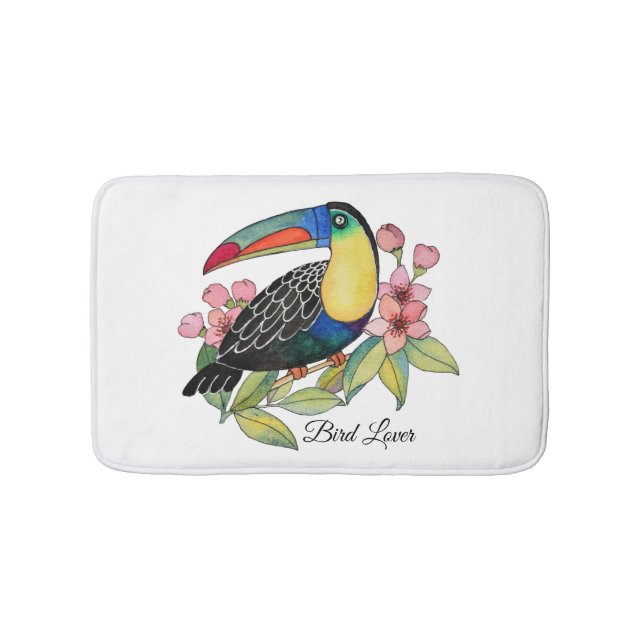 Alfombrilla De Baño Pájaro Turco Acuático Con Flores (Anverso)